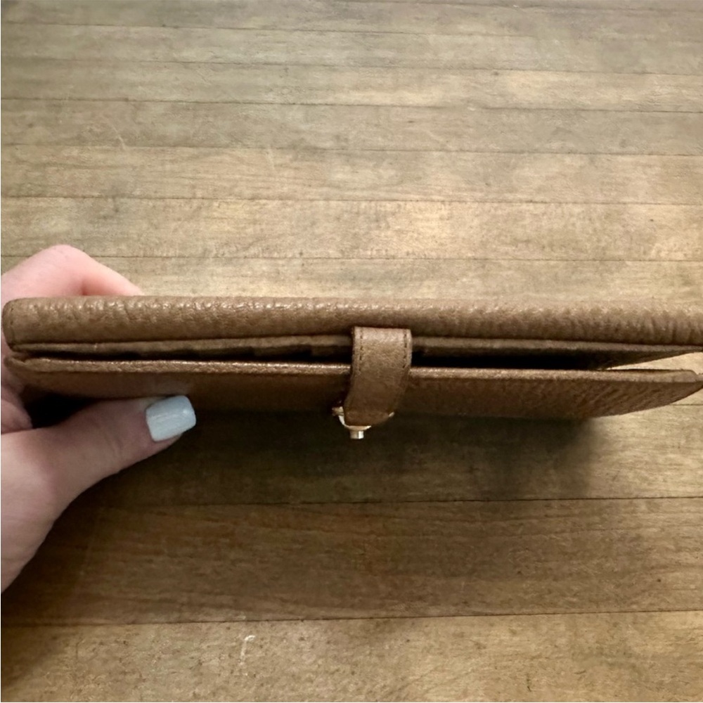 Authentic GUCCI Vintage Jackie Taupe Pebbled Leather Push Clasp Long Wallet WOC - Picture 5 of 10